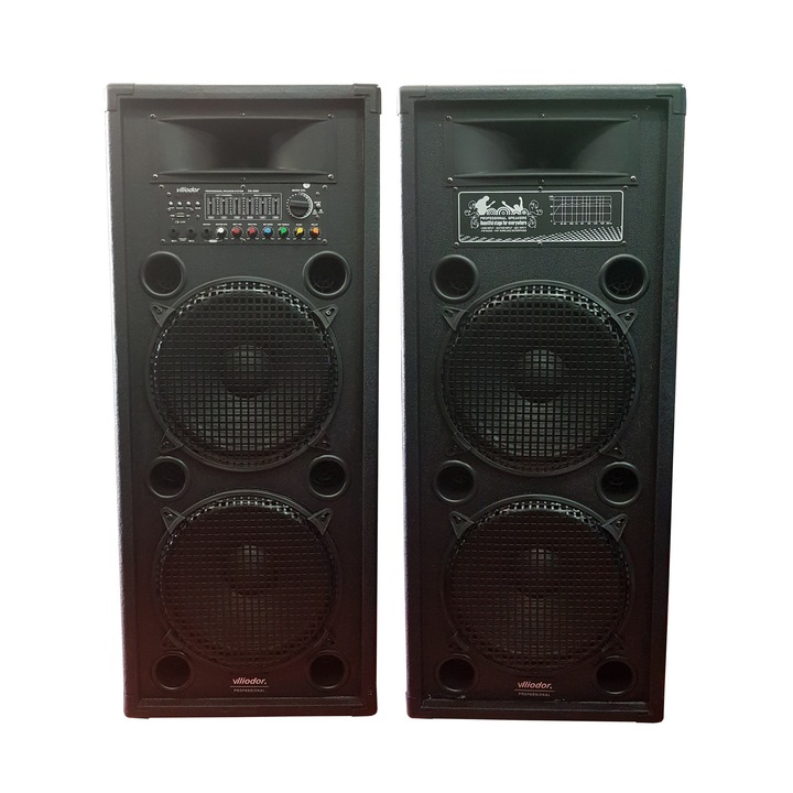 Комплект активни високоговорители, функция Bass Reflex, Bluetooth, USB и четец на карти, FM тунер, вградени 3 канала, максимална мощност 560 W, LCD дисплей, черен