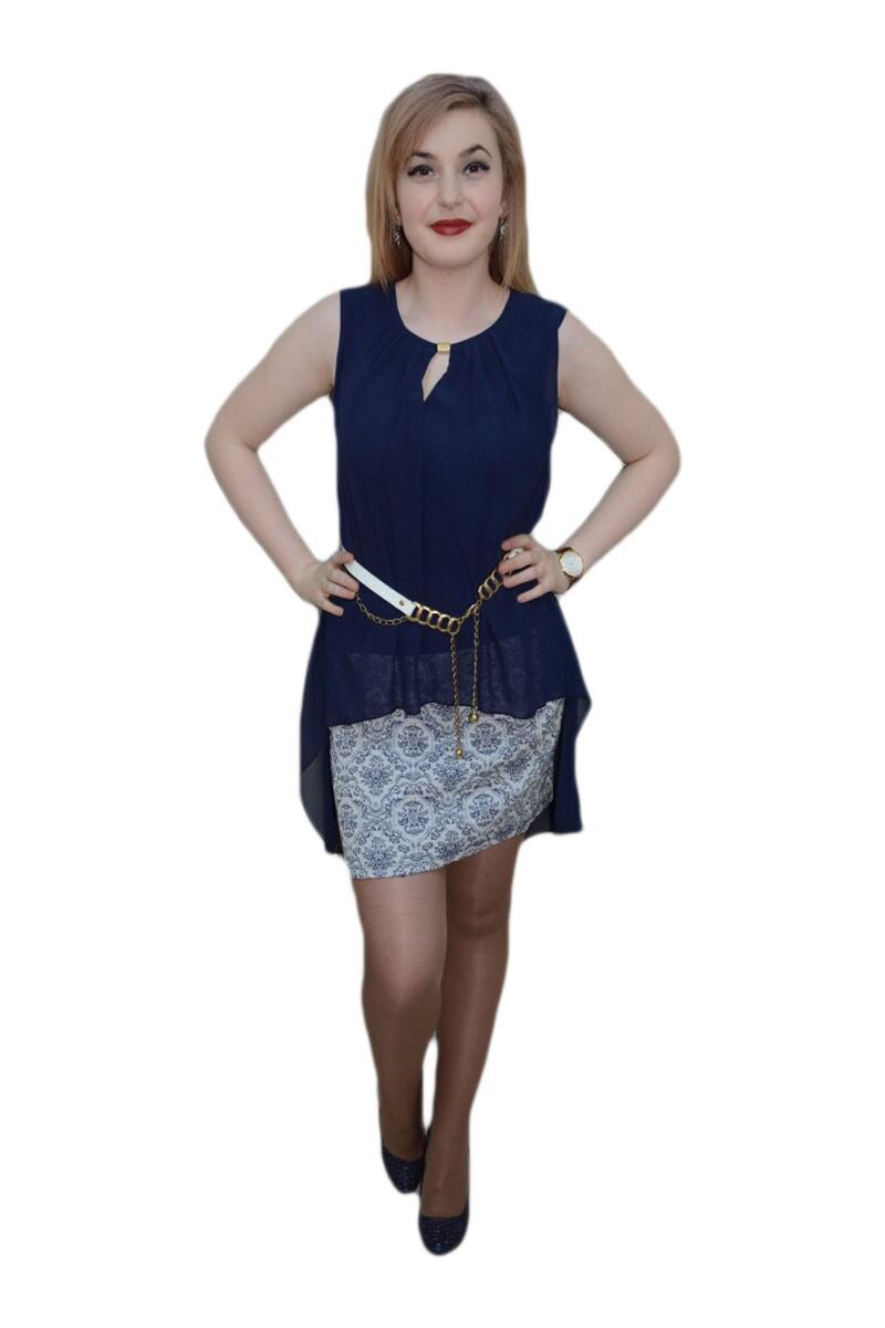 Rochie rafinata de ocazie, model cu voal, D&J Exclusive, Albastru marin