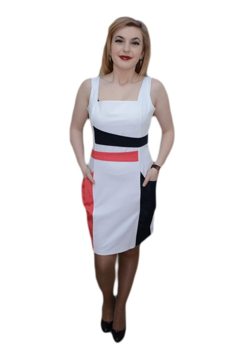 Rochie cu buzunare, design fashion, D&J Exclusive, Alb