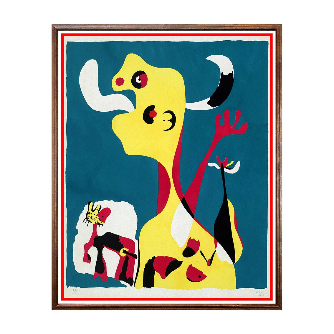 Tablou Poster, Arta Sec. XX, Joan Miró - Woman and Dog in Front of the Moon - ASD-162, 40 x 50 cm
