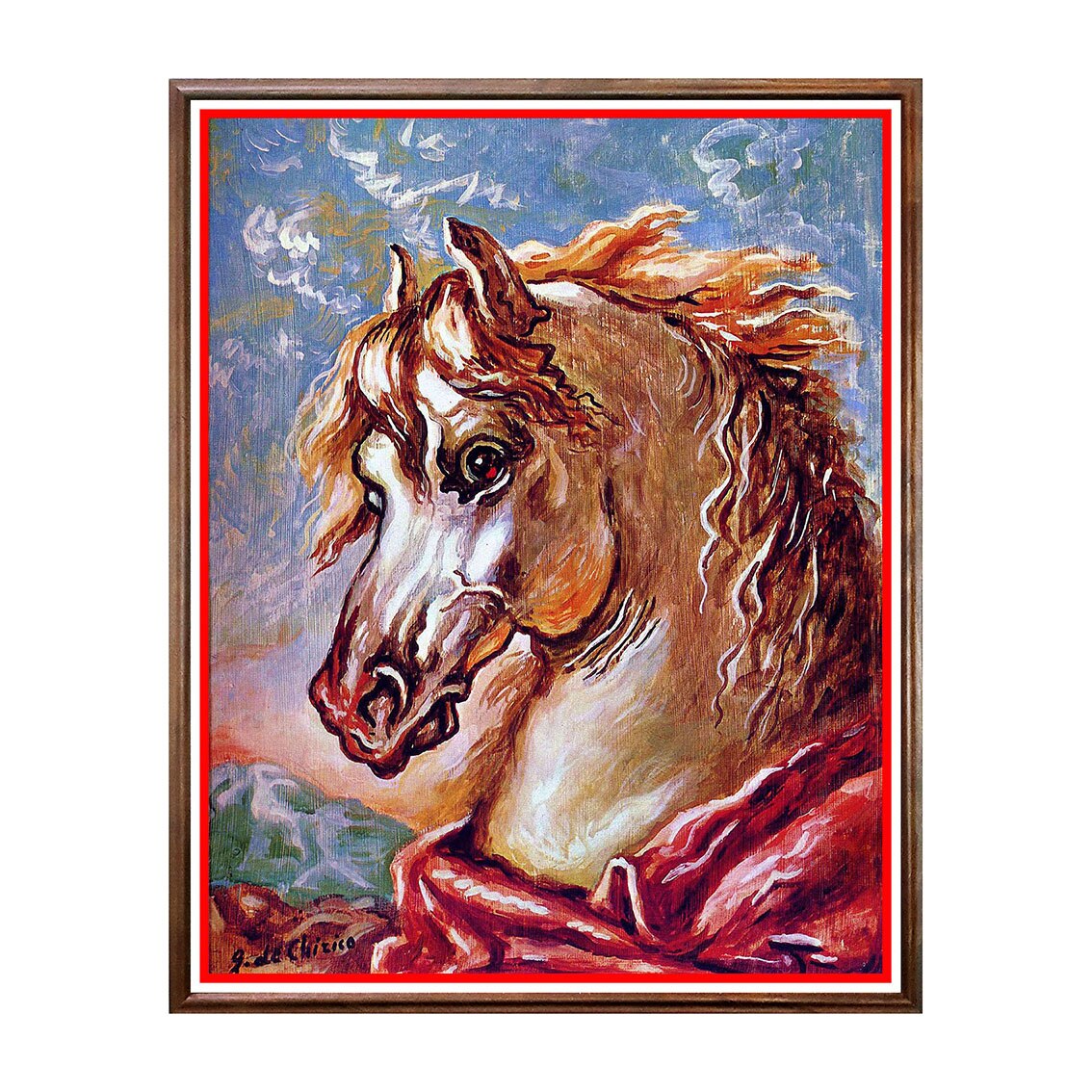 Tablou Poster, Arta Sec. XX, Giorgio de Chirico - White Horse's Head with Mane in the Wind - ASD-141, 40 x 50 cm
