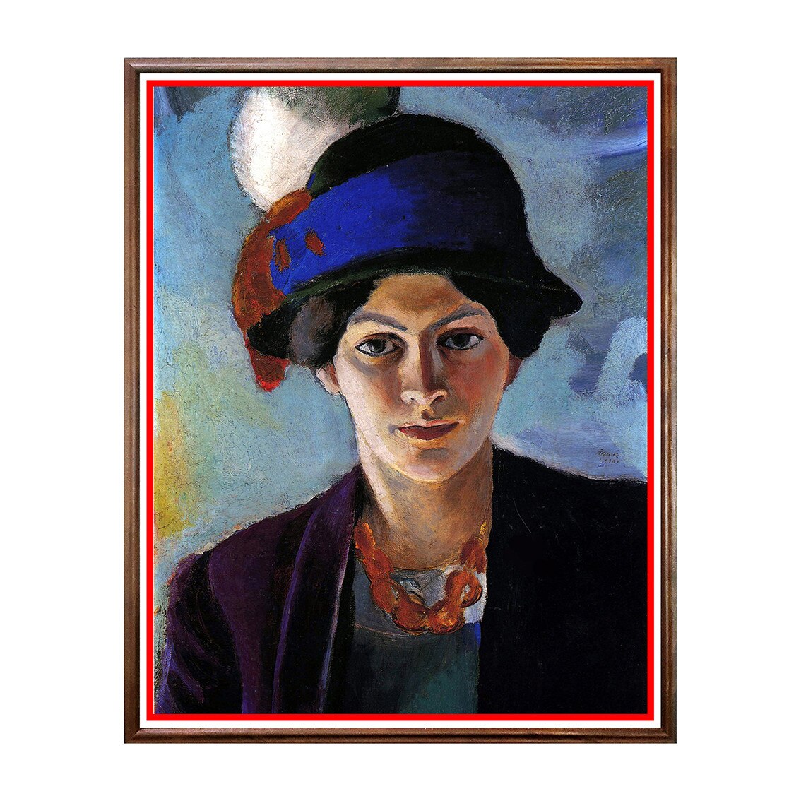 Tablou Poster, Arta Sec. XX, August Macke - Frau des Künstlers mit Hut - ASD-070, 40 x 50 cm