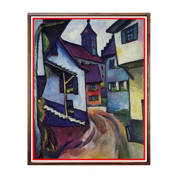 Tablou Poster, Arta Sec. XX, August Macke - Street with Church in Kandern - ASD-073, 40 x 50 cm Tablou Poster, Arta Sec. XX, August Macke - Street with Church in Kandern - ASD-073, 40 x 50 cm