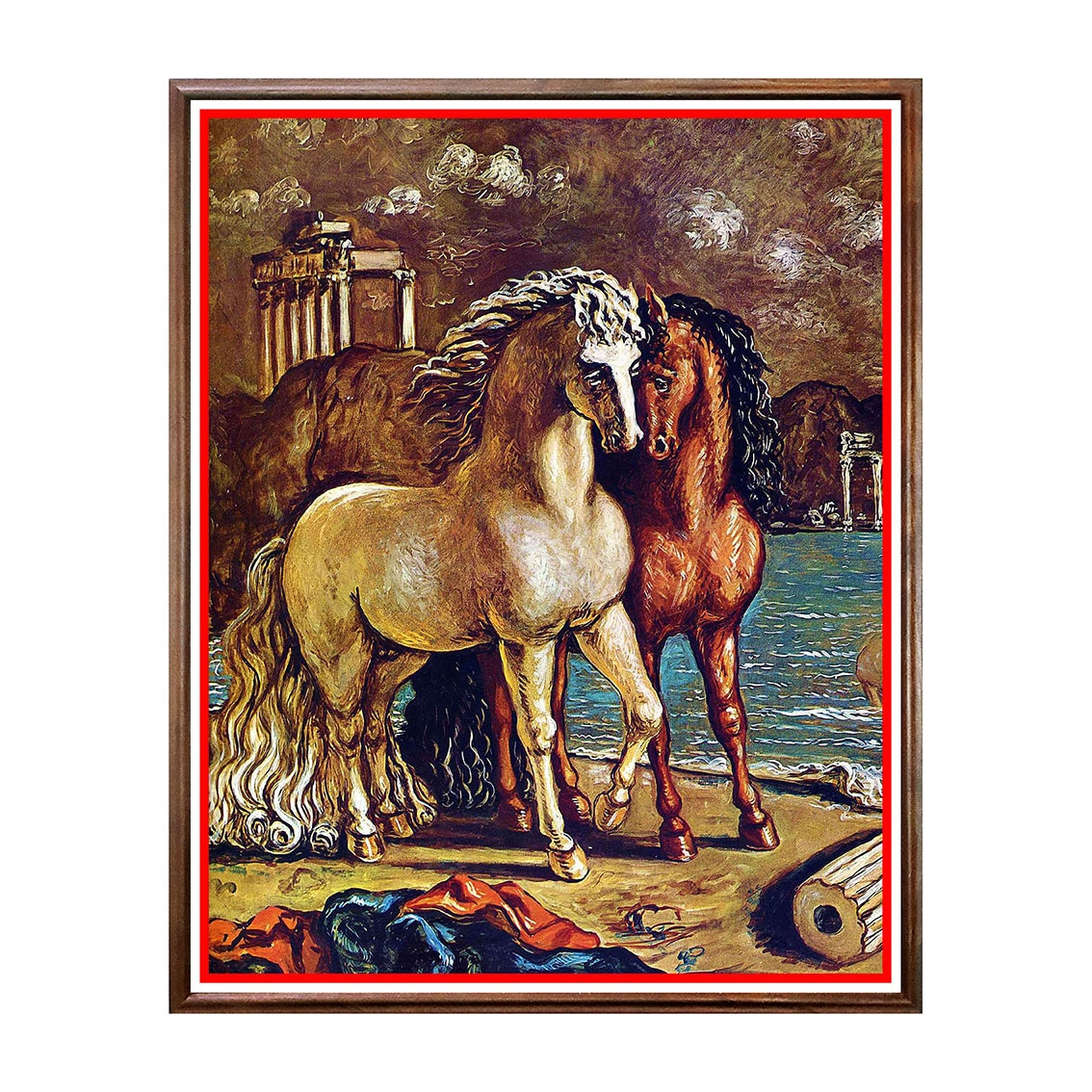 Tablou Poster, Arta Sec. XX, Giorgio de Chirico - Antique Horses on the Aegean Shore - ASD-120, 40 x 50 cm