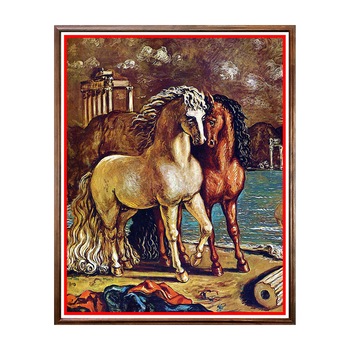 Tablou Poster, Arta Sec. XX, Giorgio de Chirico - Antique Horses on the Aegean Shore - ASD-120, 40 x 50 cm Tablou Poster, Arta Sec. XX, Giorgio de Chirico - Antique Horses on the Aegean Shore - ASD-120, 40 x 50 cm