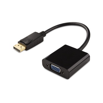 Pachet 3 x Adaptor Displayport tata la VGA mama, negru, fara audio Pachet 3 x Adaptor Displayport tata la VGA mama, negru, fara audio