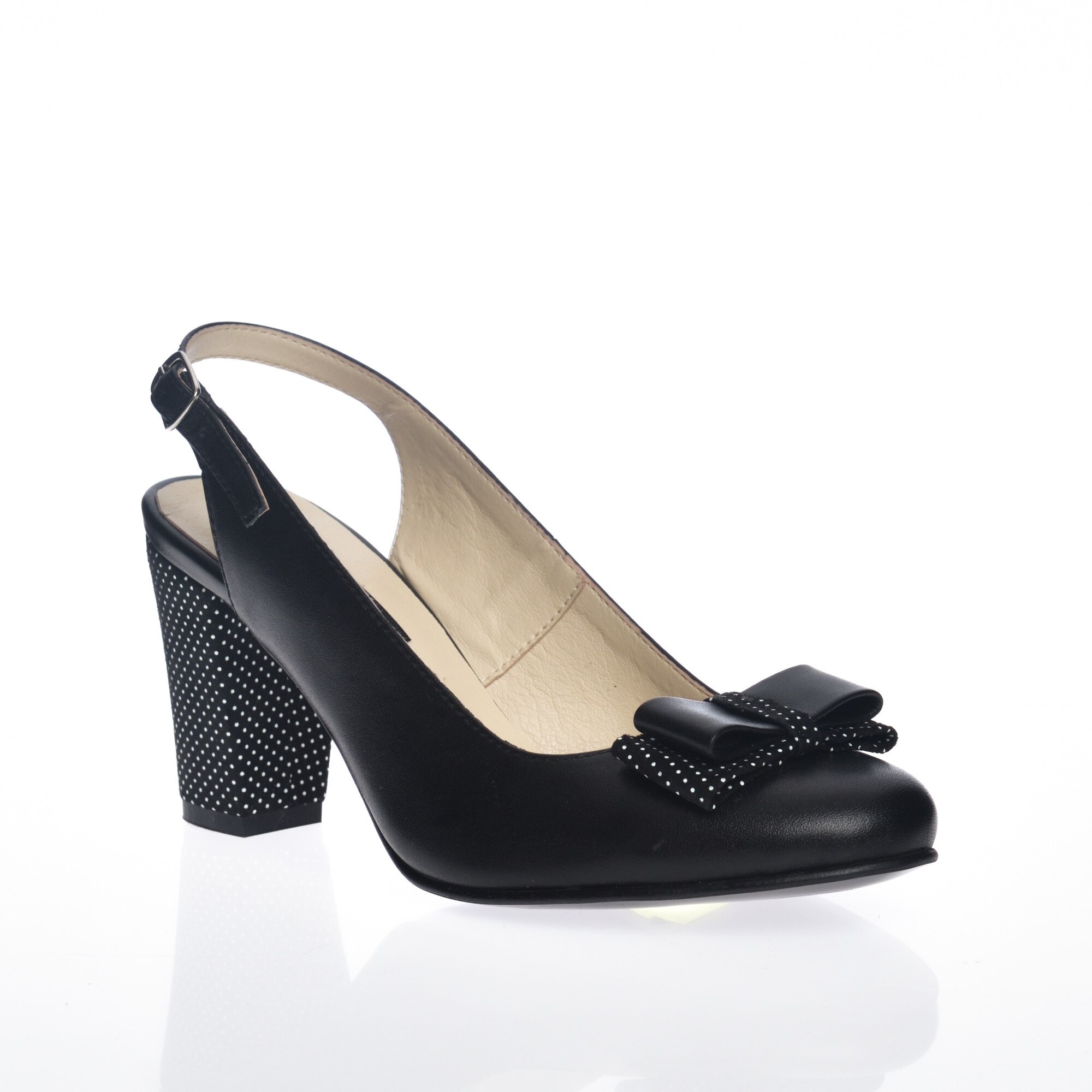 Sandale dama din piele naturala - Negru cu buline - V5 NB, EU - eMAG.ro