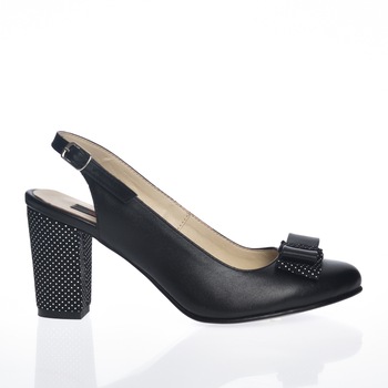 Sandale dama din piele naturala - Negru cu buline - V5 NB Sandale dama din piele naturala - Negru cu buline - V5 NB