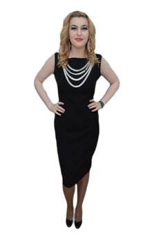 Rochie eleganta cu insertie de lanturi argintii, D&J Exclusive, Negru Rochie eleganta cu insertie de lanturi argintii, D&J Exclusive, Negru
