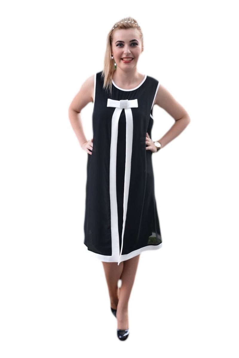 Rochie eleganta cu design de doua piese, D&J Exclusive, Negru/Alb