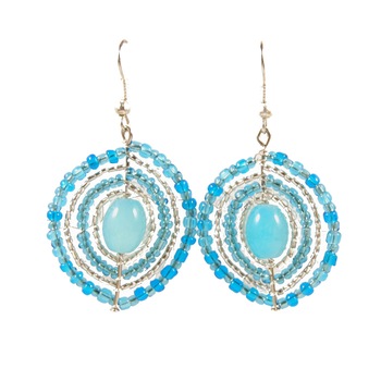 Cercei margele albastre, handmade, CatE Cercei margele albastre, handmade, CatE