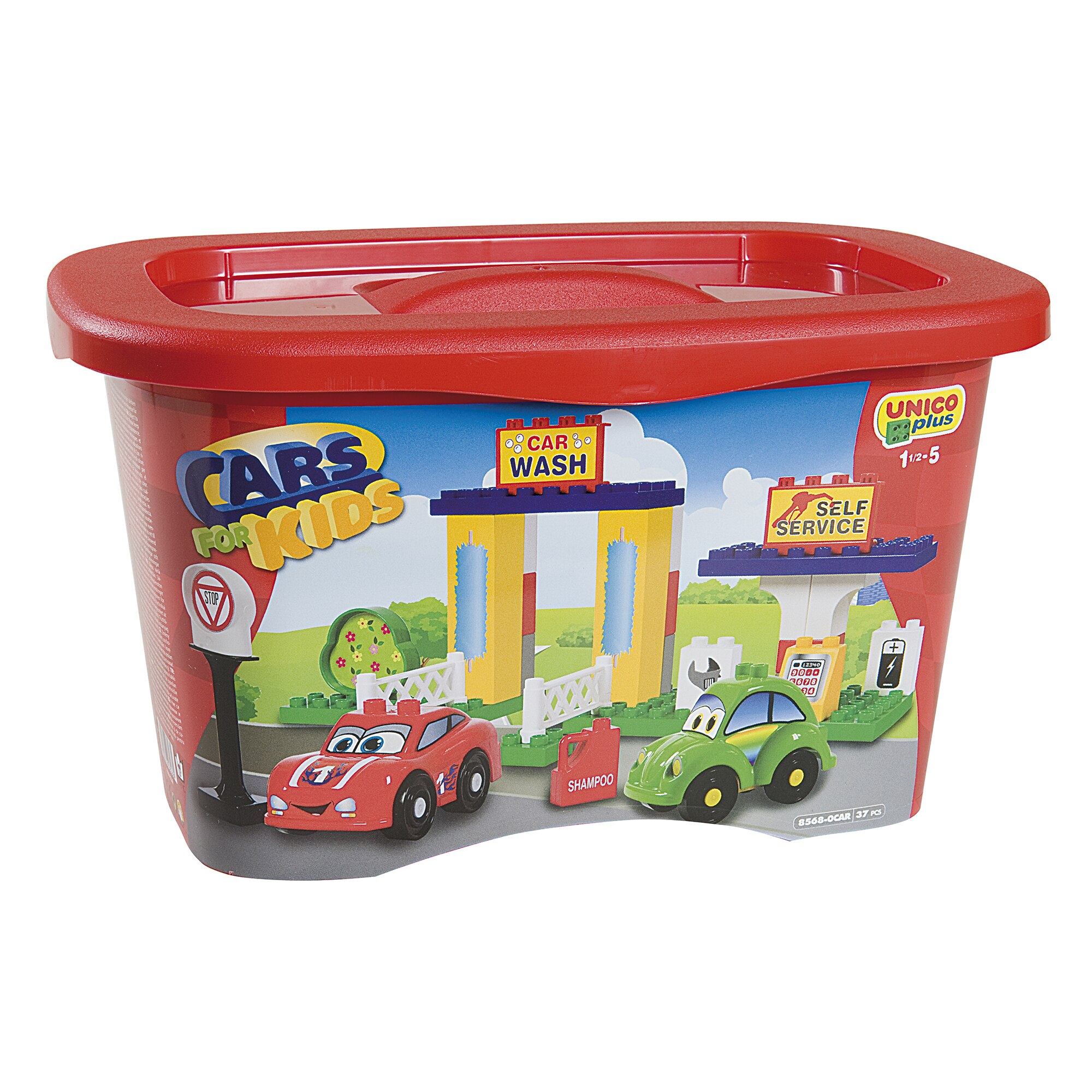 Galetusa cu cuburi Cars for Kids Unico 37 piese