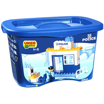 Galetusa cu cuburi Unico tematic Politie 42 piese Galetusa cu cuburi Unico tematic Politie 42 piese