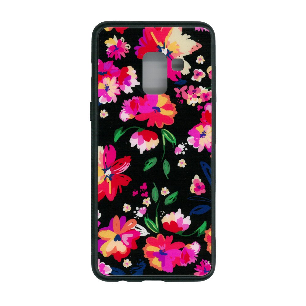 Husa de protectie cu spate de sticla EuroCELL pentru Samsung Galaxy A8 2018 , print floral multicolor