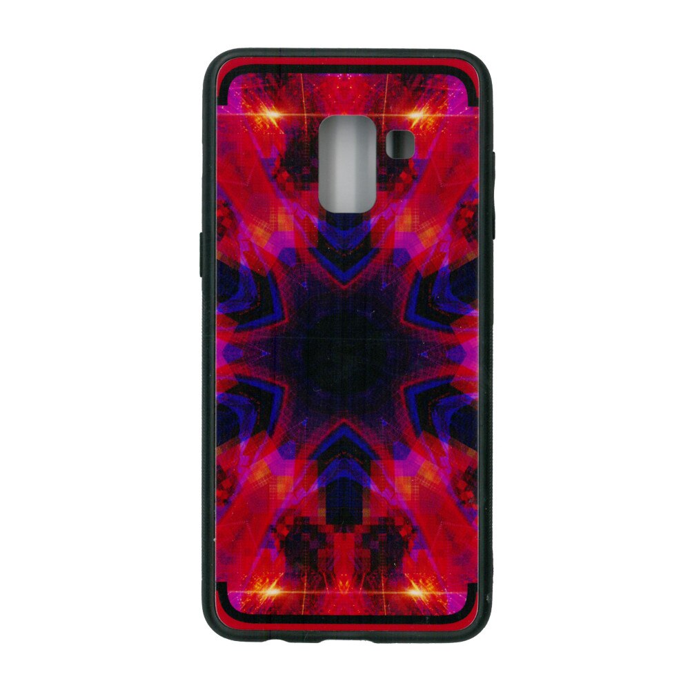 Husa de protectie cu spate de sticla EuroCELL pentru Samsung Galaxy A8 2018 , print abstract multicolor