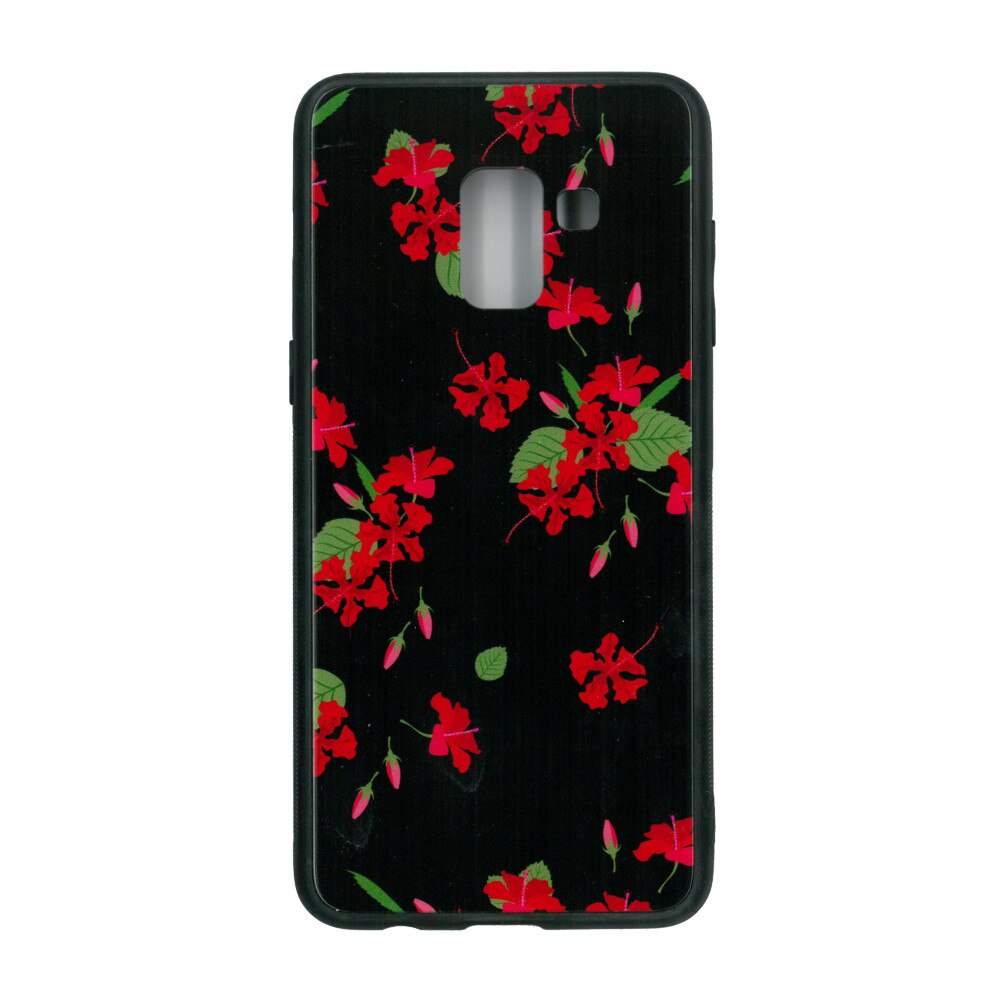 Husa de protectie cu spate de sticla EuroCELL pentru Samsung Galaxy A8 2018 , print floral multicolor