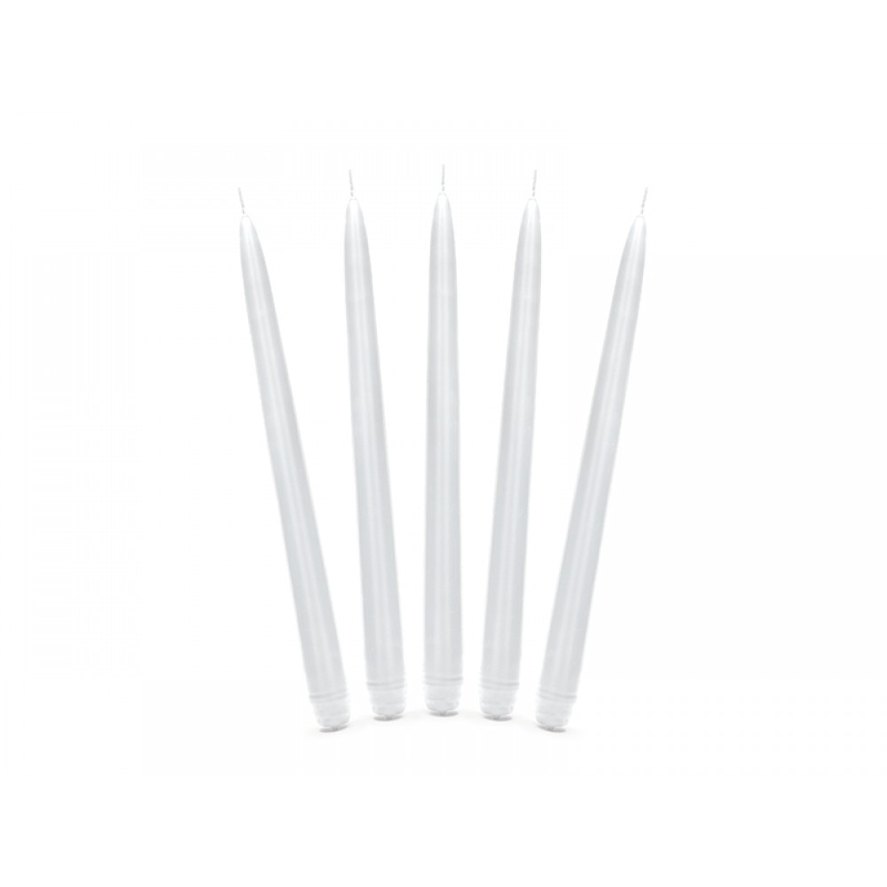 Lumanare conica, Alb, 10buc/set