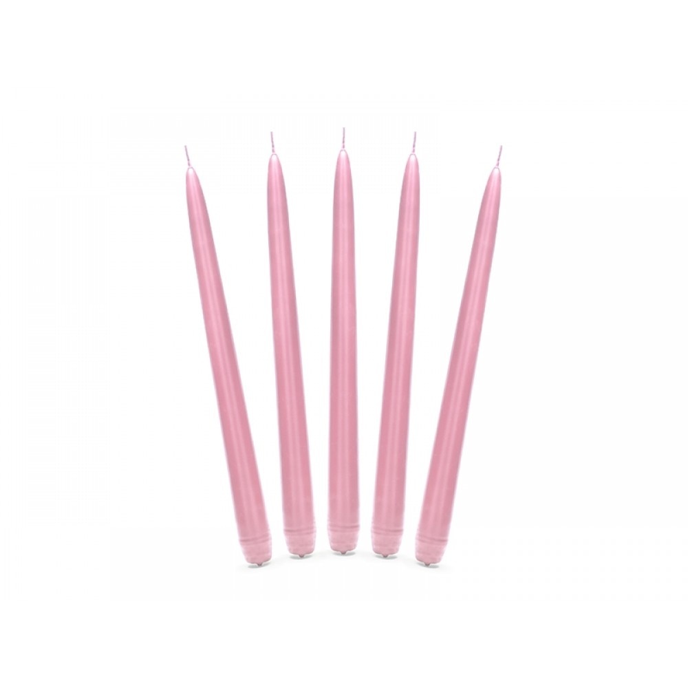 Lumanare conica, Roz, 10buc/set