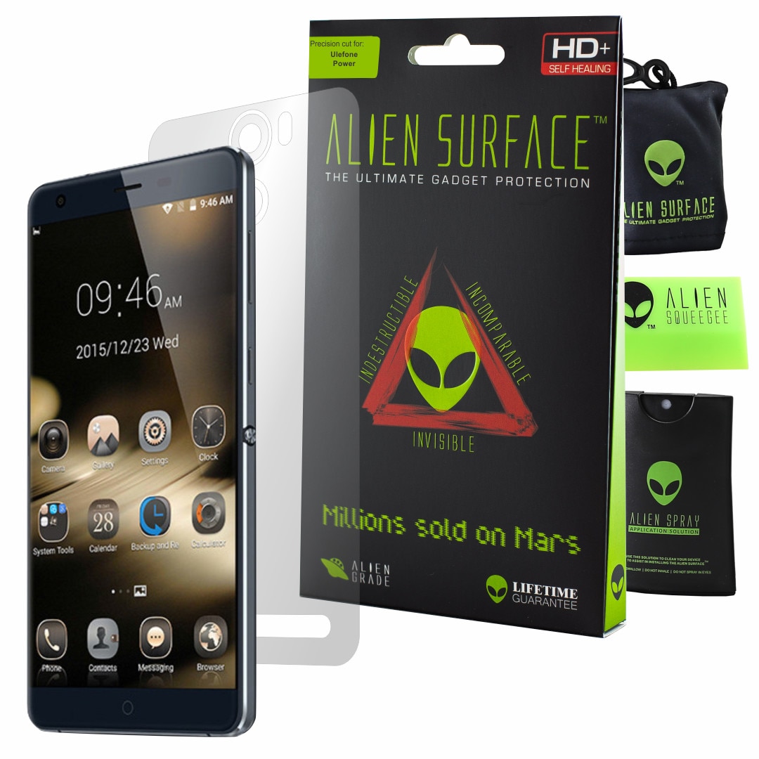 Folie Alien Surface HD, Ulefone Power, protectie spate + Alien Fiber cadou
