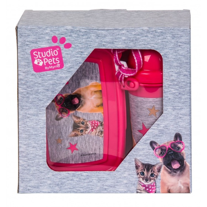 Комплект бутилка и кутия за храна PASO Studio Pets, 26 x 26 x 12 см