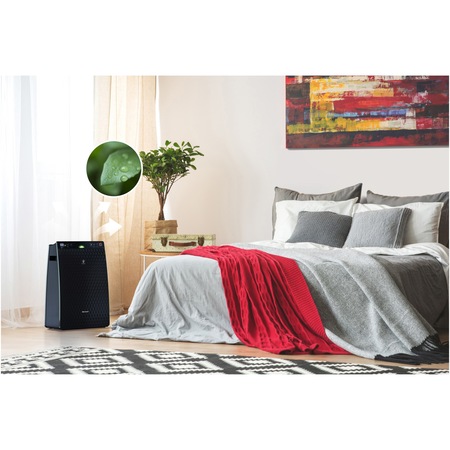 Purificator de aer Sharp UA-HG30E-B, ionizare Plasmacluster, functie de umidificare, 3 filtre, 4 moduri de functionare, senzor de praf, Negru