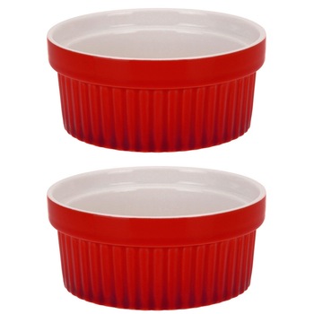 Vase ceramice EH Excellent Houseware, 2 articole, 260 ml, Rosu Vase ceramice EH Excellent Houseware, 2 articole, 260 ml, Rosu