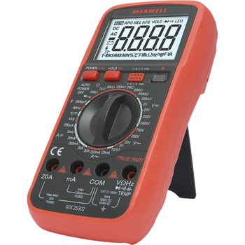 Multimetru digital/detector de faza Maxwell 25302, TRUE RMS+TTL, 20A, termometru Multimetru digital/detector de faza Maxwell 25302, TRUE RMS+TTL, 20A, termometru