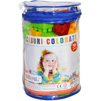 Cuburi de construit din plastic colorate 36 piese - Nebunici Cuburi de construit din plastic colorate 36 piese - Nebunici