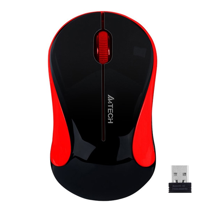 Безжична мишка A4TECH G3-270N, черен/червен, USB A4-MOUSE-G3-270N-4