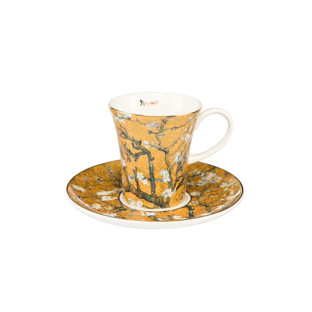 Ceasca si farfurie pentru espresso, Almond tree golden, 0,1 L, Multicolor