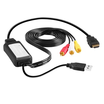 Cablu convertor 2m AV / RCA la HDMI tata ce suporta 1080P, negru Cablu convertor 2m AV / RCA la HDMI tata ce suporta 1080P, negru