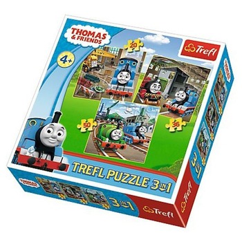 Puzzle Trefl 3 in 1, Thomas intra in Actiune Puzzle Trefl 3 in 1, Thomas intra in Actiune