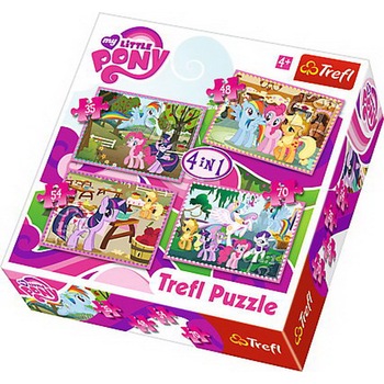 Puzzle Trefl 4 in 1, Poneii in vacanta Puzzle Trefl 4 in 1, Poneii in vacanta