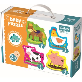 Puzzle Trefl Baby Clasic, Animale la Ferma, 3/4/5/6 piese Puzzle Trefl Baby Clasic, Animale la Ferma, 3/4/5/6 piese