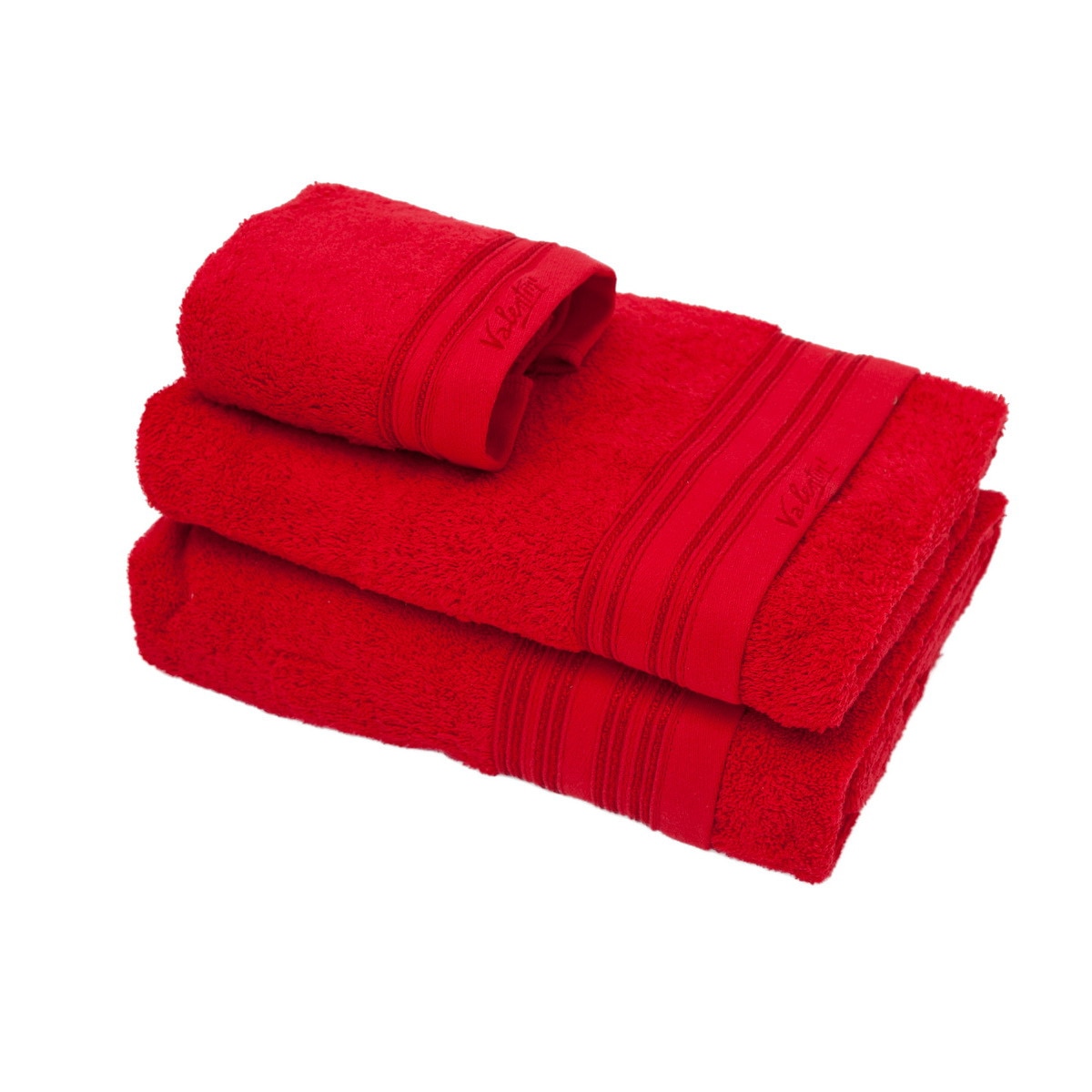 Set de 3 prosoape baie Valentini Bianco TM703, culoare Rosu
