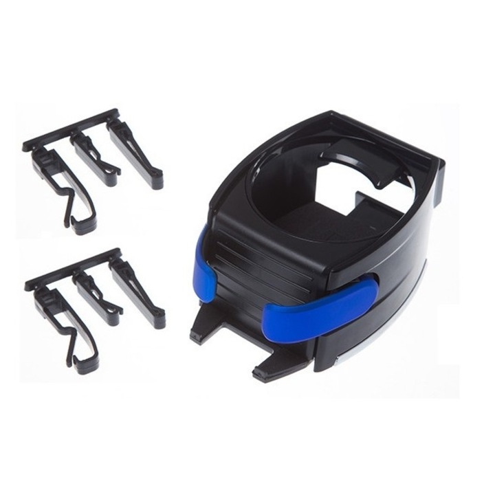 Suport Auto 2 in 1 pentru Pahar si Telefon, Prindere Grila, Reglabil, Negru-Albastru