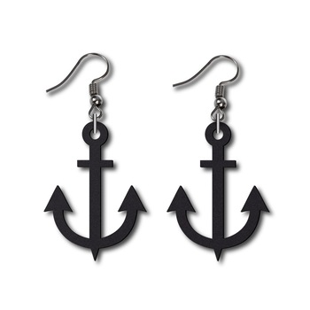 Cercei Negri 'Ancora' din Plexiglas, decupati laser, 2.6x3.5 cm Cercei Negri 'Ancora' din Plexiglas, decupati laser, 2.6x3.5 cm