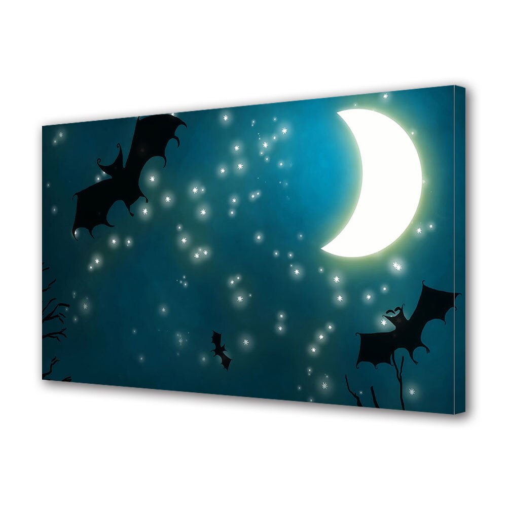 Tablou Canvas Halloween Lilieci zboara sub cerul instelat, 80 x 160 cm