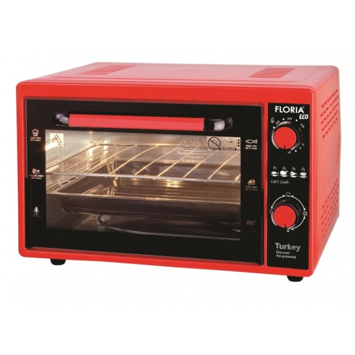 Floria ZLN-2898 Elektromos sütő, 38 liter, 1500 W, időzítő, grill, tálcával, piros