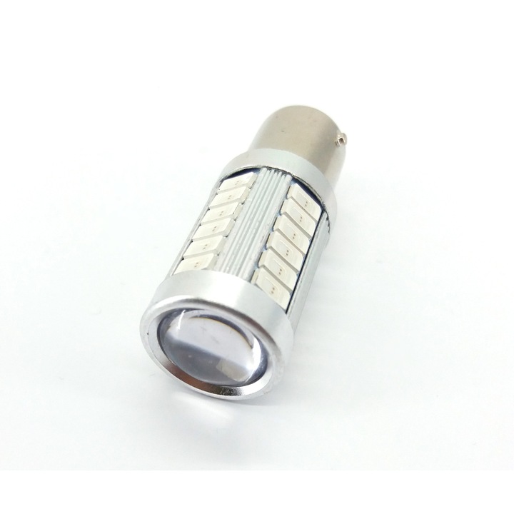 LED крушка motoLEDy, BAU15S, PY21W, 7057, 12V, CANBUS, 1000 lm, Асиметрични щифтове, Червен