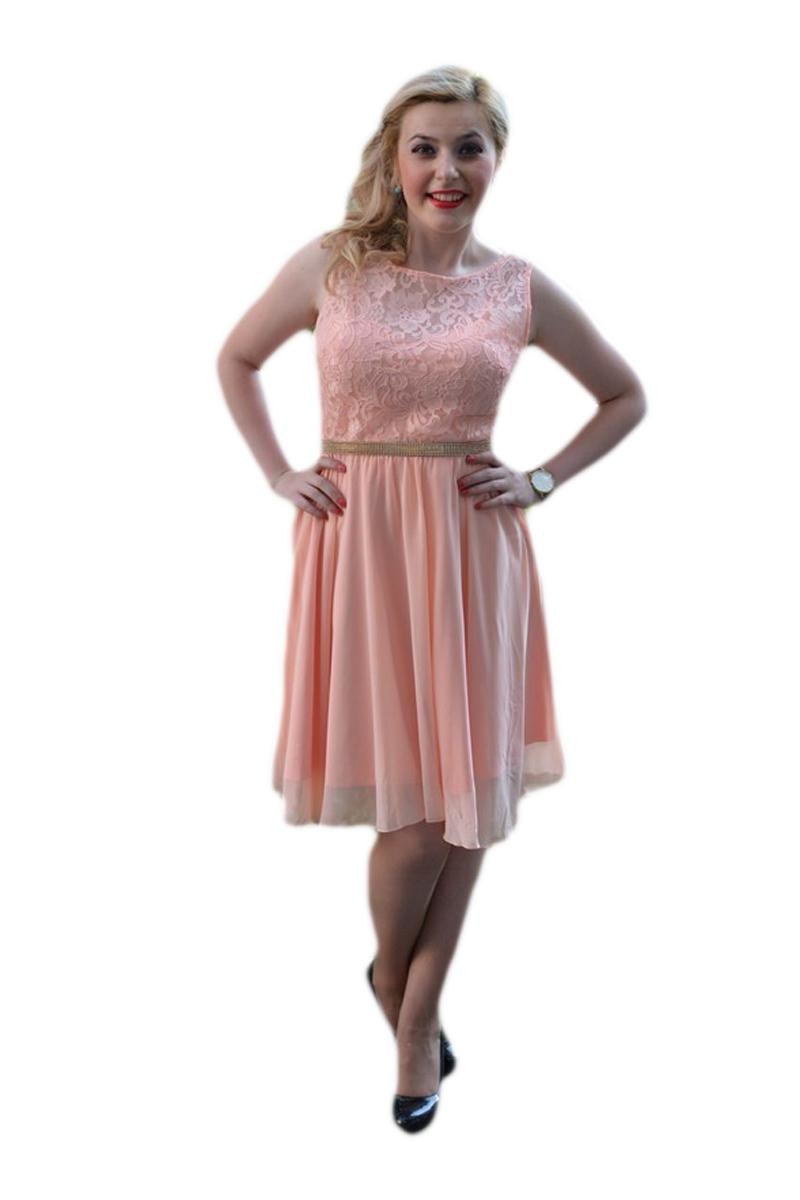 Rochie de ocazie din dantela si voal, D&J Exclusive, Piersica