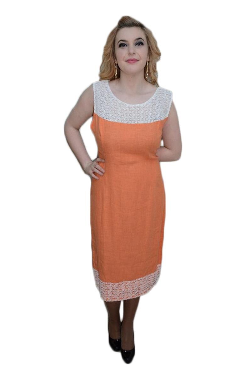 Rochie cu dantela aplicata,D&J Exclusive, Portocaliu