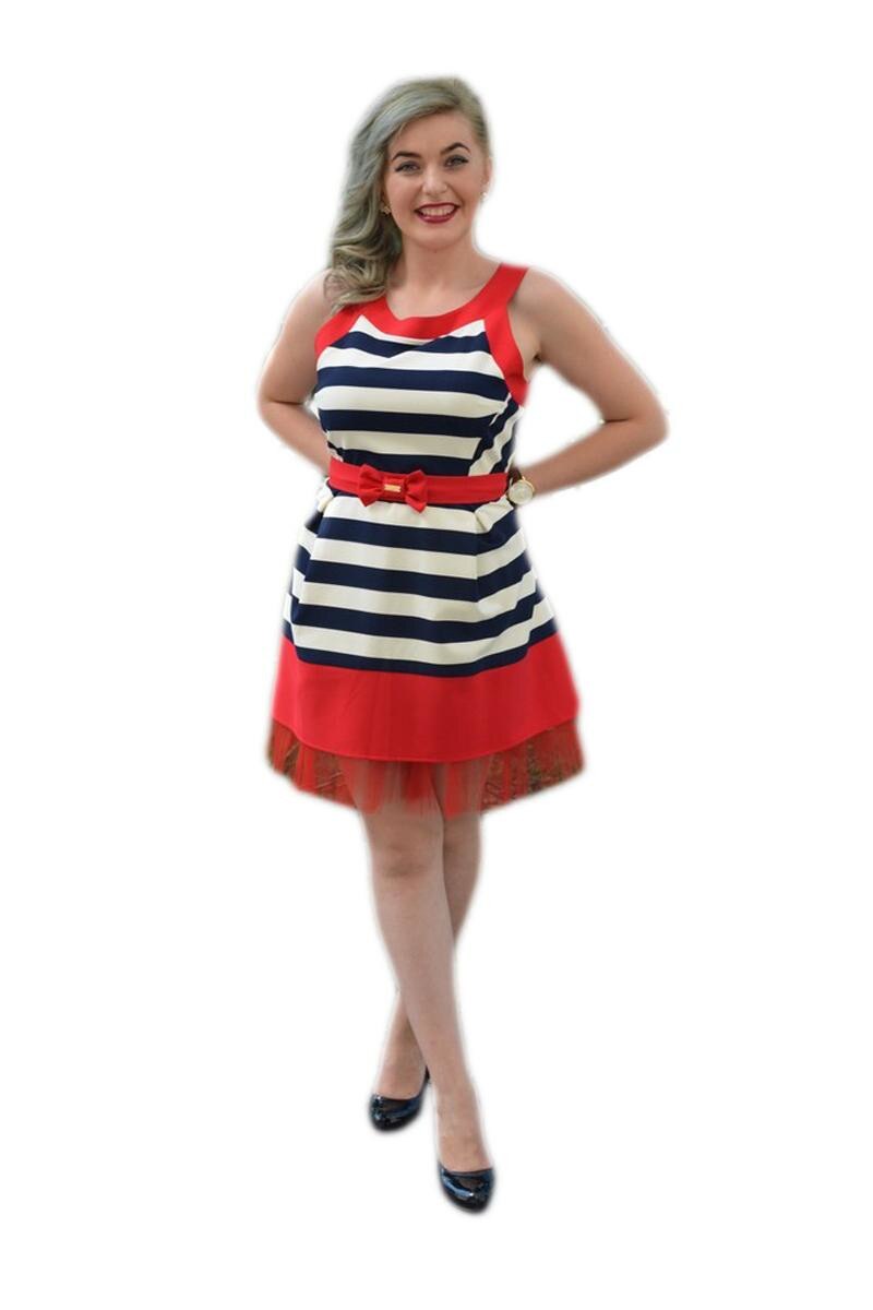 Rochie eleganta, D&J Exclusive, Bleumarin-rosu, Bleumarin/Rosu