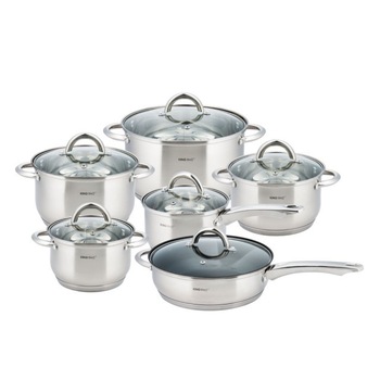 Set de oale din inox KingHoff KH-4450, inductie, capac, 12 piese Set de oale din inox KingHoff KH-4450, inductie, capac, 12 piese
