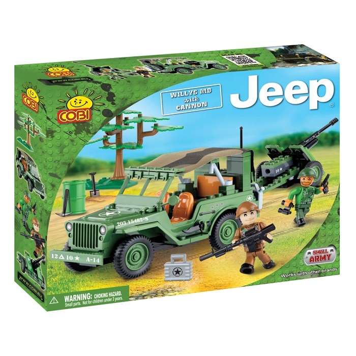 Set de construit Cobi Jeep Willys MB cu tun 2.0, 190 piese