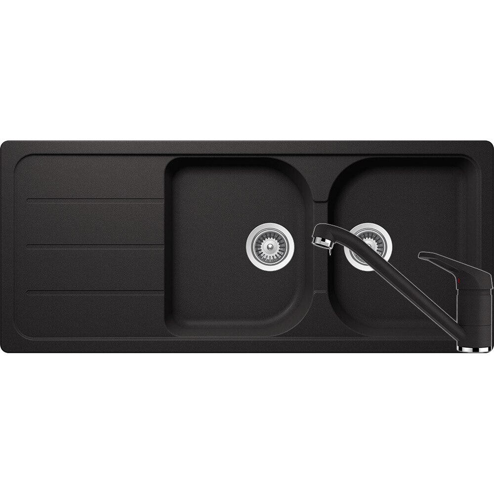 Kit chiuveta Schock Formhaus D-200 1160 x 500 mm si baterie Schock Cosmo Nero Cristalite