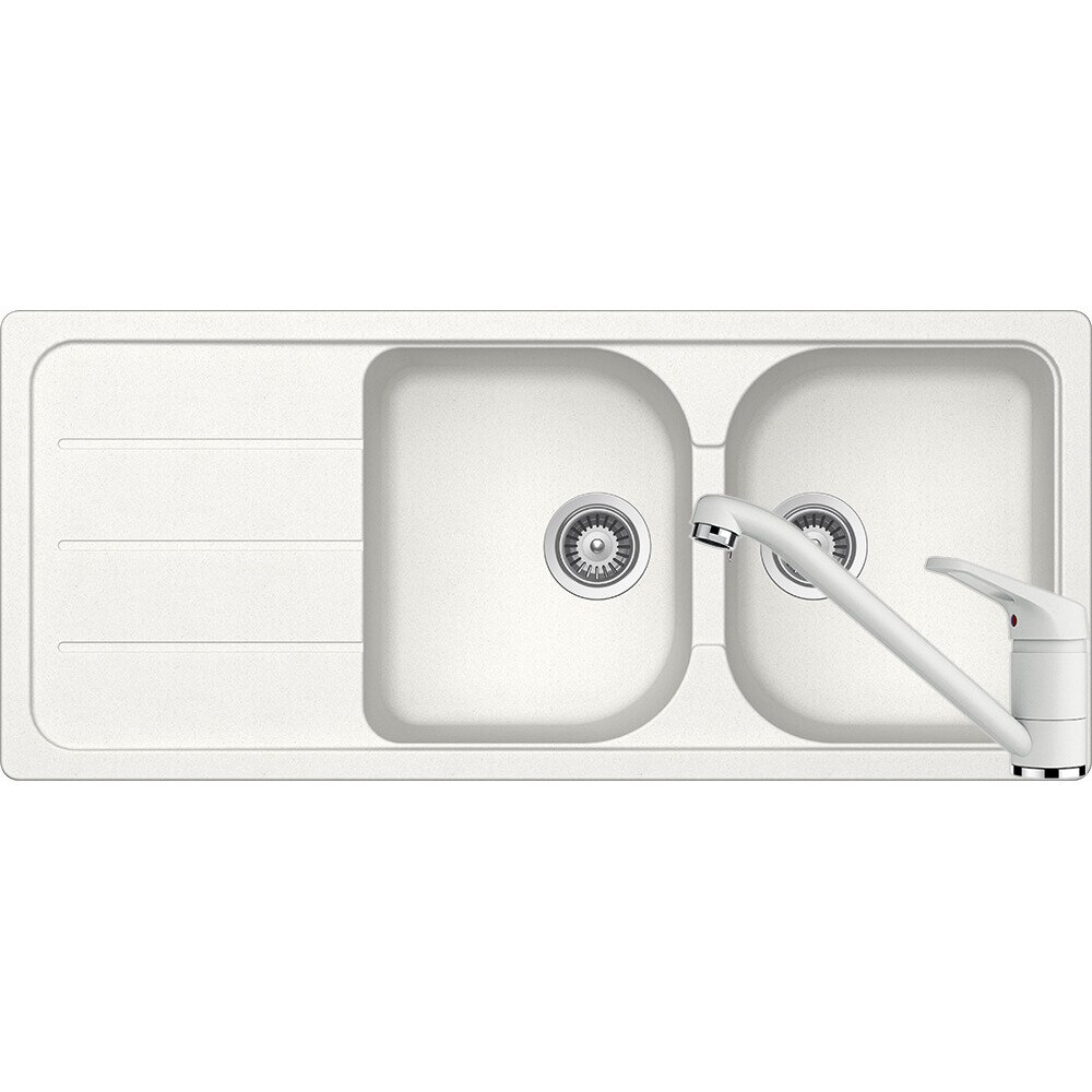 Kit chiuveta Schock Formhaus D-200 1160 x 500 mm si baterie Schock Cosmo Alpina Cristalite