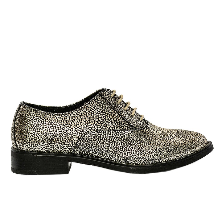 Елегантни обувки - ежедневна кожа, COCO, златен принт