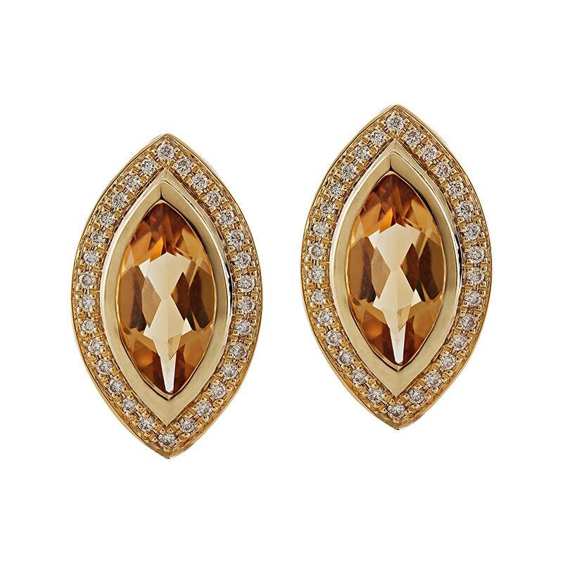 Cercei Deruvo Aur 18k Diamante, Citrin E24237CT-Y