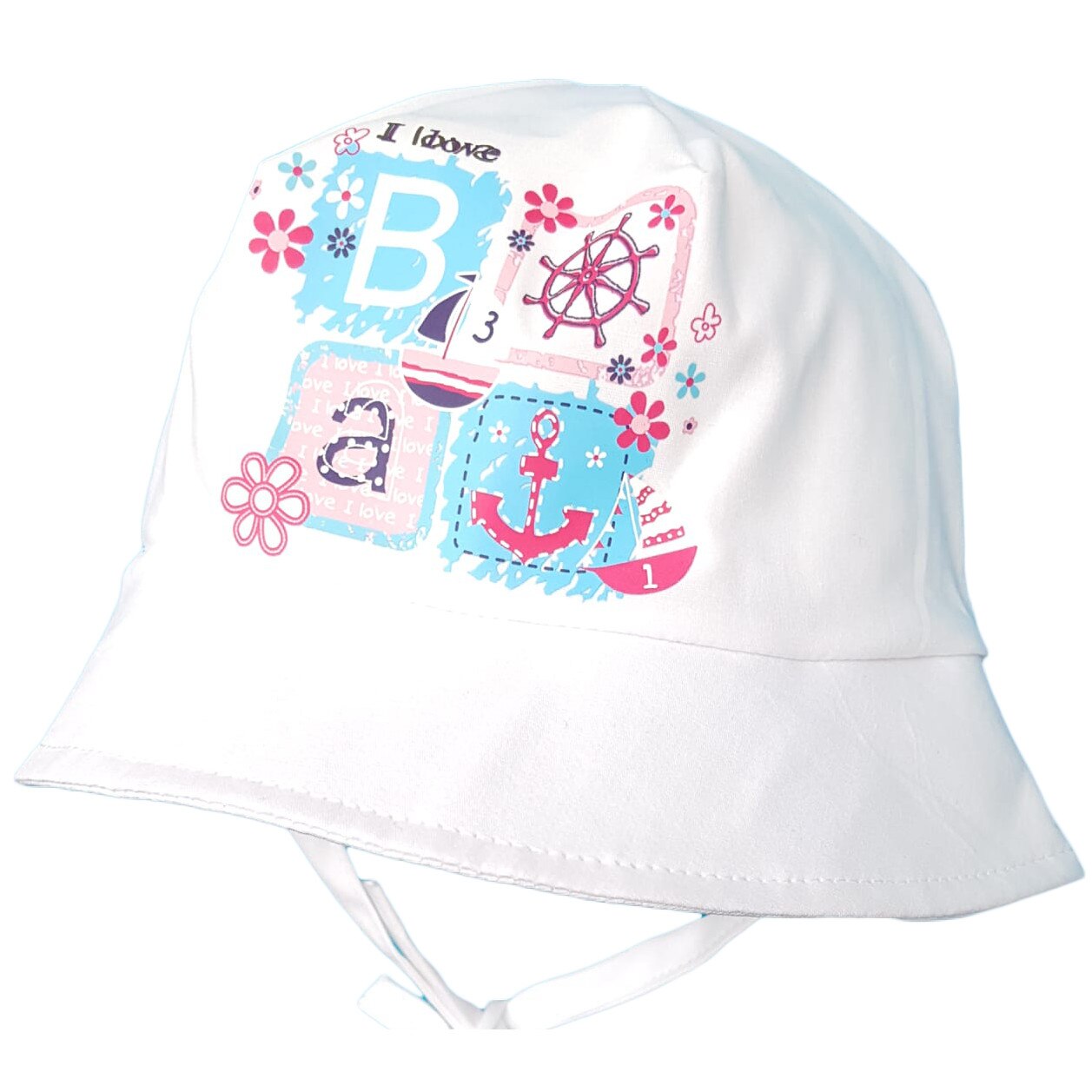 Palarie de vara Mic Pitic PL18NN F cu imprimeu, alb, 40 cm